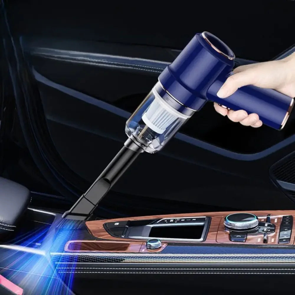 High Suction 2 in 1 Car Vacuum Cleaner Wireless Charging Air Duster For Home Office - Black 117CD