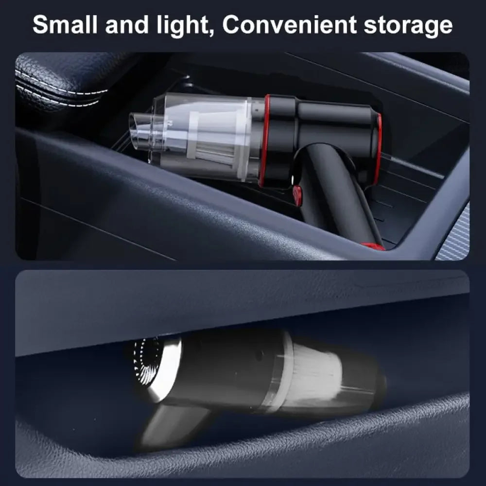 High Suction 2 in 1 Car Vacuum Cleaner Wireless Charging Air Duster For Home Office - Black 117CD