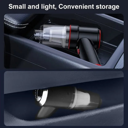 High Suction 2 in 1 Car Vacuum Cleaner Wireless Charging Air Duster For Home Office - Black 117CD