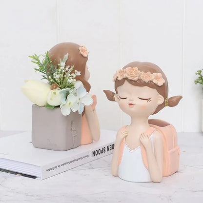 Home Decoration, Girl Figurine Miniature, Figure Statue, Flower Vase