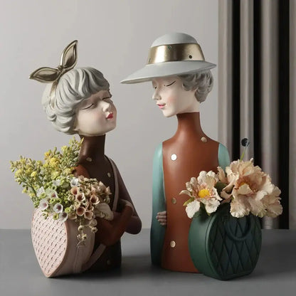 Home Decoration, Girl Figurine Miniature, Figure Statue, Flower Vase
