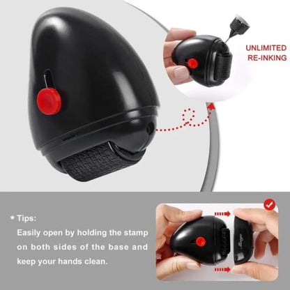 Identity Theft Protection Roller Stamp with Box Opener