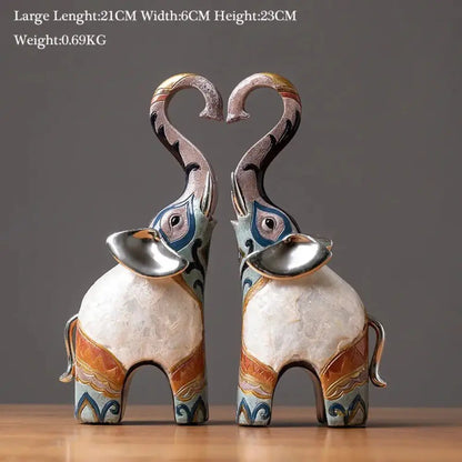 India-Style Decorative Elephant Statue Pair - Ornate Home Decor
