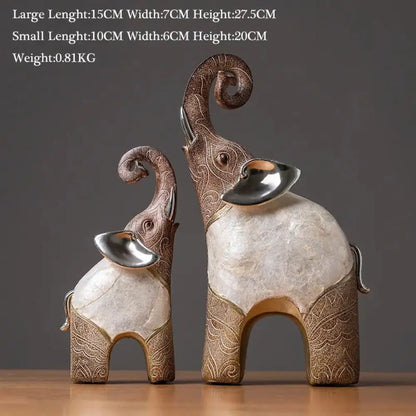 India-Style Decorative Elephant Statue Pair - Ornate Home Decor