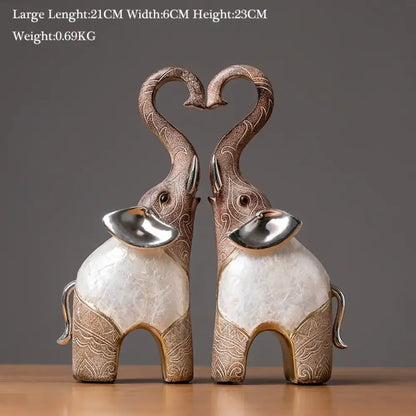 India-Style Decorative Elephant Statue Pair - Ornate Home Decor