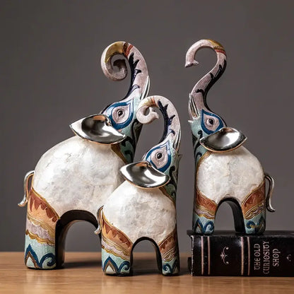 India-Style Decorative Elephant Statue Pair - Ornate Home Decor