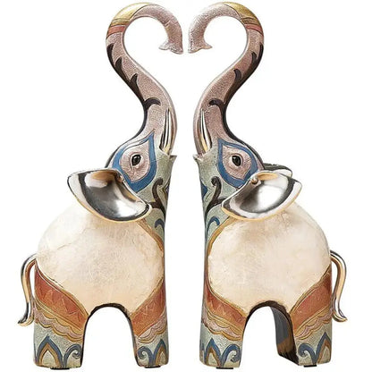 India-Style Decorative Elephant Statue Pair - Ornate Home Decor