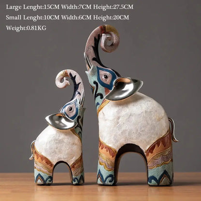 India-Style Decorative Elephant Statue Pair - Ornate Home Decor