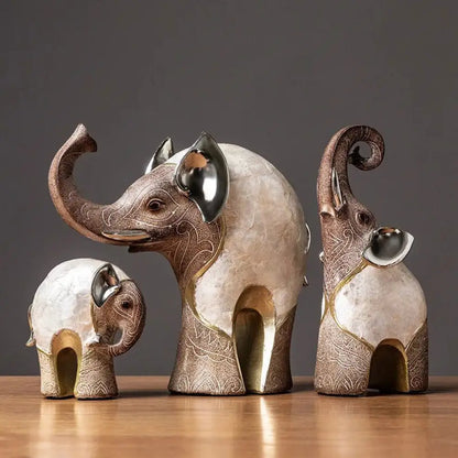 India-Style Decorative Elephant Statue Pair - Ornate Home Decor