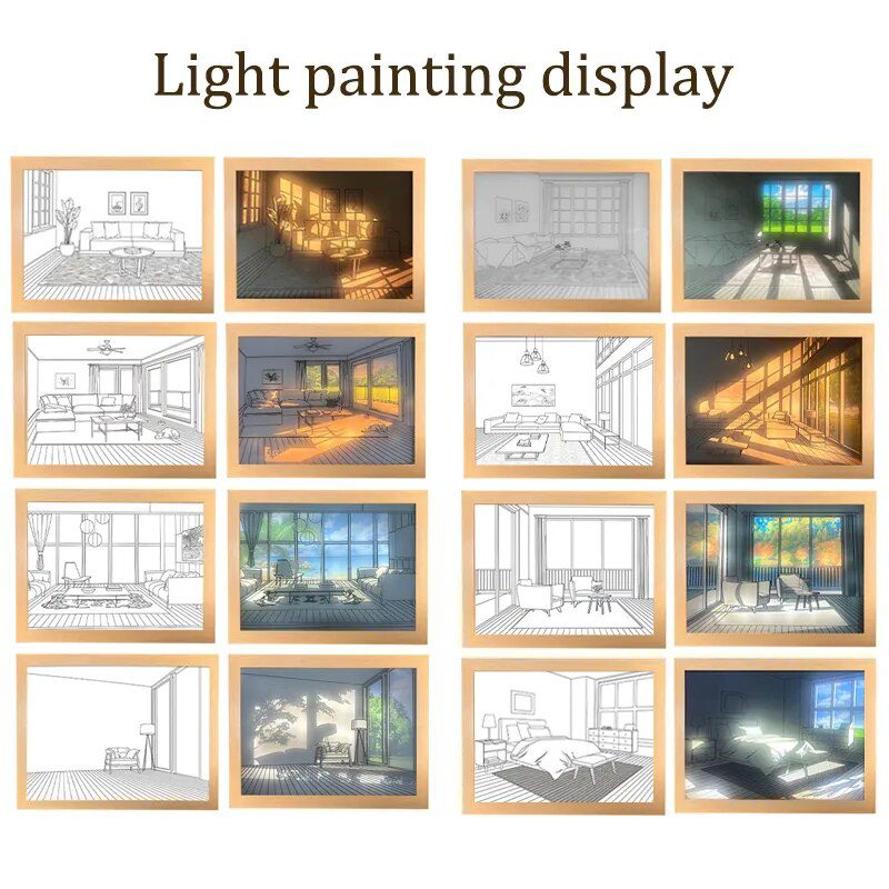 INS Deco Led Light Painting USB Plug Dimming Wall Artwork Table Lamp