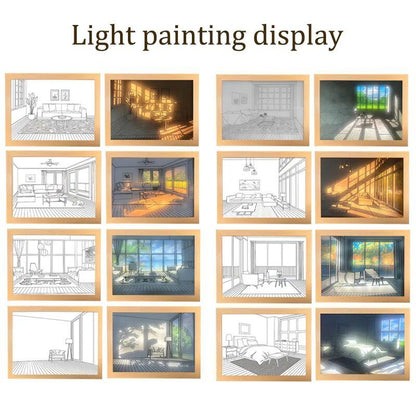 INS Deco Led Light Painting USB Plug Dimming Wall Artwork Table Lamp