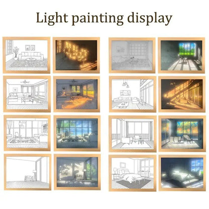 INS Deco Led Light Painting USB Plug Dimming Wall Artwork Table Lamp