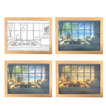 INS Deco Led Light Painting USB Plug Dimming Wall Artwork Table Lamp