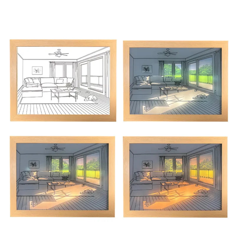 INS Deco Led Light Painting USB Plug Dimming Wall Artwork Table Lamp