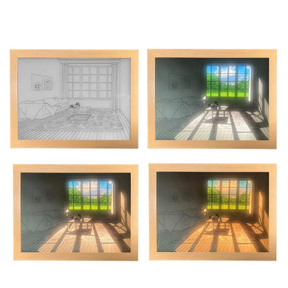 INS Deco Led Light Painting USB Plug Dimming Wall Artwork Table Lamp