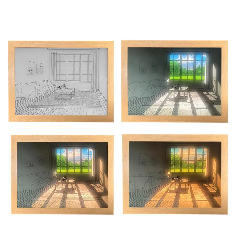 INS Deco Led Light Painting USB Plug Dimming Wall Artwork Table Lamp