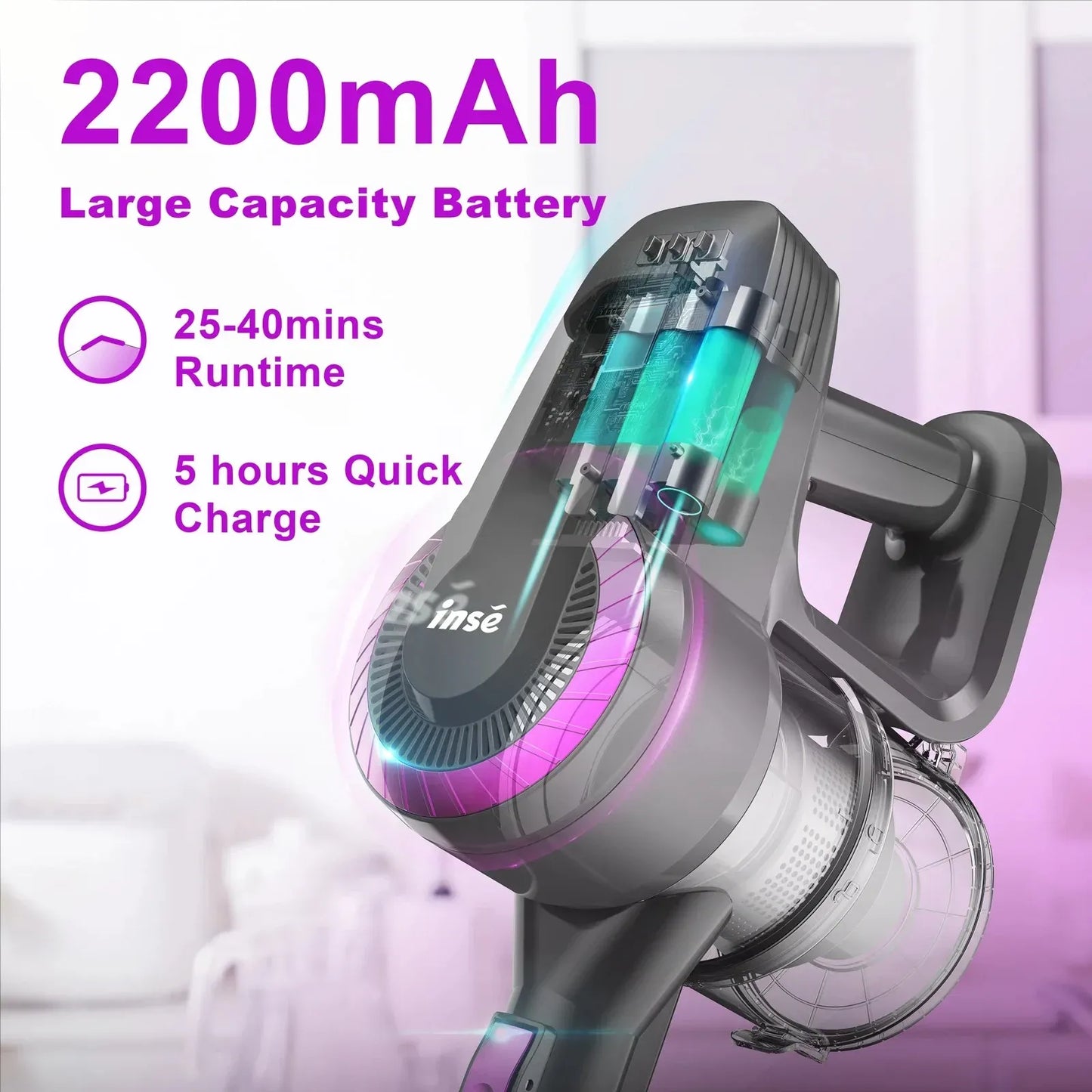 INSE N370 Cordless Vacuum Cleaner – 20 Kpa Ultra 6-in-1 Lightweight Stick & Handheld Vacuum for Home, Pets, and Car Cleaning
