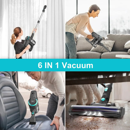 INSE N370 Cordless Vacuum Cleaner – 20 Kpa Ultra 6-in-1 Lightweight Stick & Handheld Vacuum for Home, Pets, and Car Cleaning