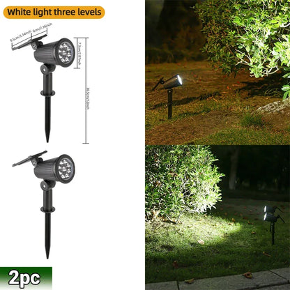 IP65 Waterproof Solar Spot Lights Outdoor RGB & Bi-Color Landscape Lights with Adjustable Brightness