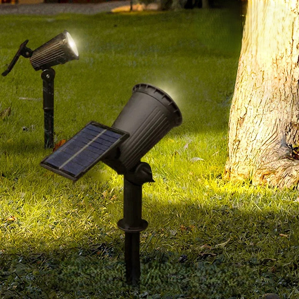 IP65 Waterproof Solar Spot Lights Outdoor RGB & Bi-Color Landscape Lights with Adjustable Brightness