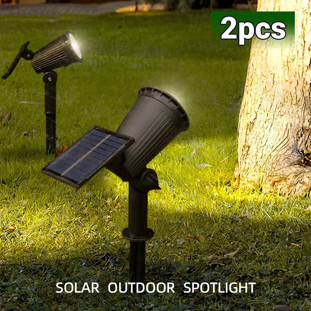 IP65 Waterproof Solar Spot Lights Outdoor RGB & Bi-Color Landscape Lights with Adjustable Brightness