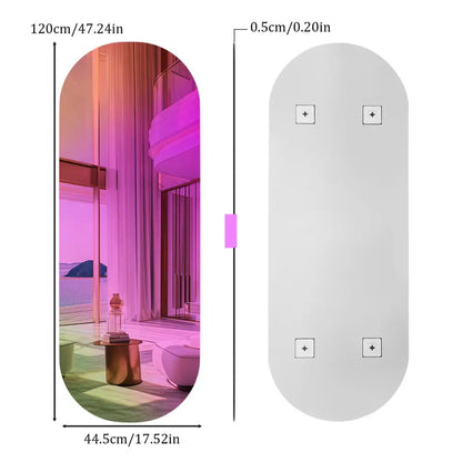 Iridescent Rainbow Wall Mirror Aesthetic Full-Length Glass Accent