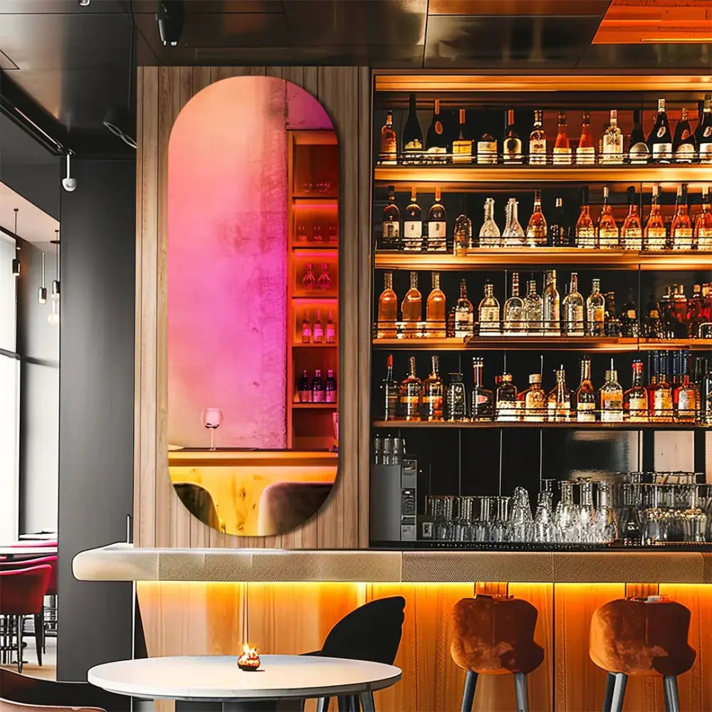 Iridescent Rainbow Wall Mirror Aesthetic Full-Length Glass Accent Mirror