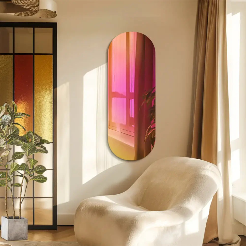 Iridescent Rainbow Wall Mirror Aesthetic Full-Length Glass Accent Mirror