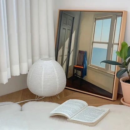 Lantern LED Table Lamp Rice Paper Minimalist Bedside Study Art Decor