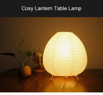 Lantern LED Table Lamp Rice Paper Minimalist Bedside Study Art Decor
