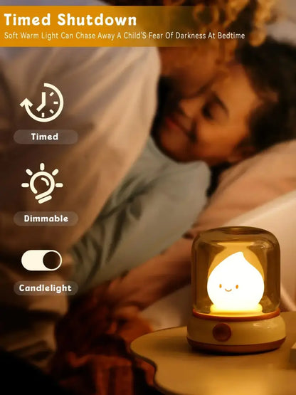 Kerosene LED Night Light Dimmable White Noise Lamp 12H Battery