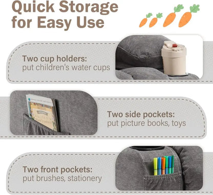 Kids Recliner Chair with Cup Holders Adjustable Footrest & Headrest