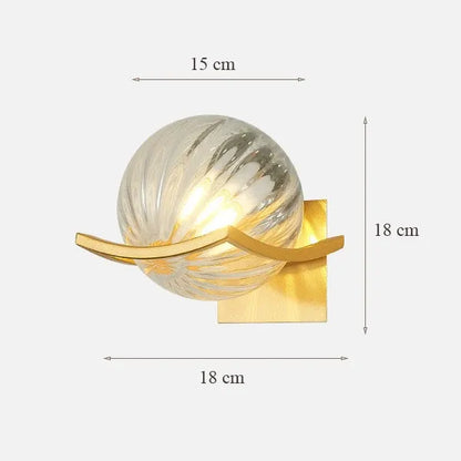 Wall lamp with dimensions labeled on a white background