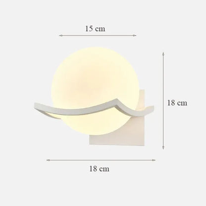 Wall lamp with dimensions labeled on a white background