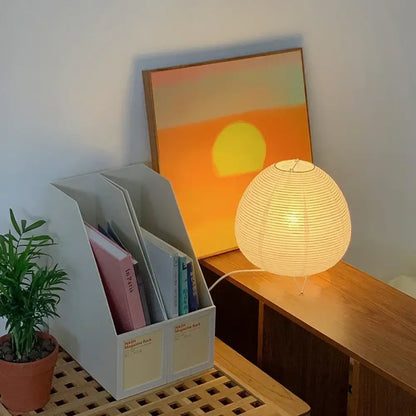 Lantern LED Table Lamp Rice Paper Minimalist Bedside Study Art Decor