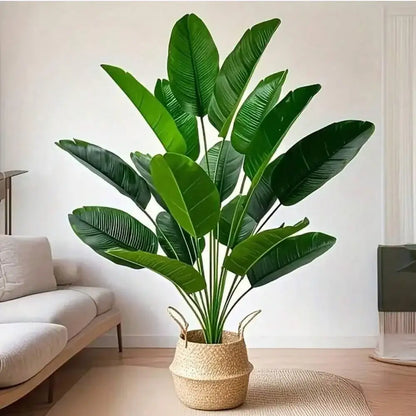 Large Artificial Tropical Palm/Banana Leaves (12/24 Pcs) | Real Touch Fake Plants for Decor