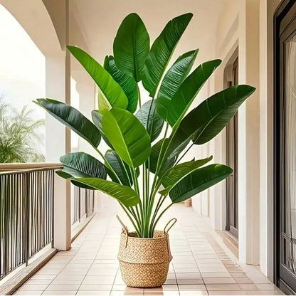 Large Artificial Tropical Palm/Banana Leaves (12/24 Pcs) | Real Touch Fake Plants for Decor