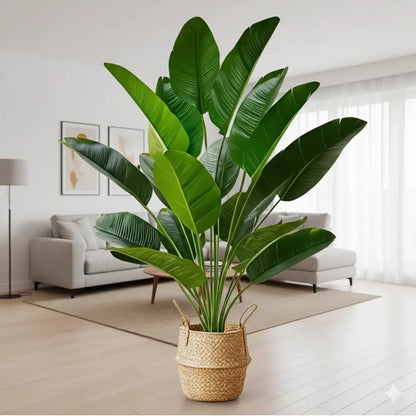 Large Artificial Tropical Palm/Banana Leaves (12/24 Pcs) | Real Touch Fake Plants for Decor
