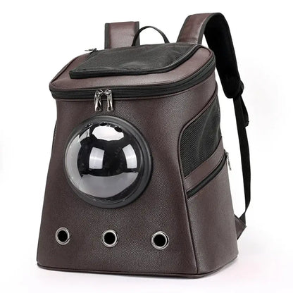 Großer Haustier-Rucksack aus PU-Leder für Katzen und Hunde