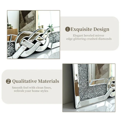 Large Crystal Crush Diamond Mirror Silver Decorative Wall Mirror Home