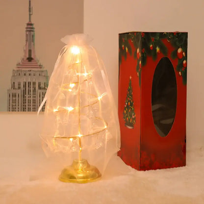 LED Christmas Tree Table Lamp Battery Powered Crystal Desk Decor Light