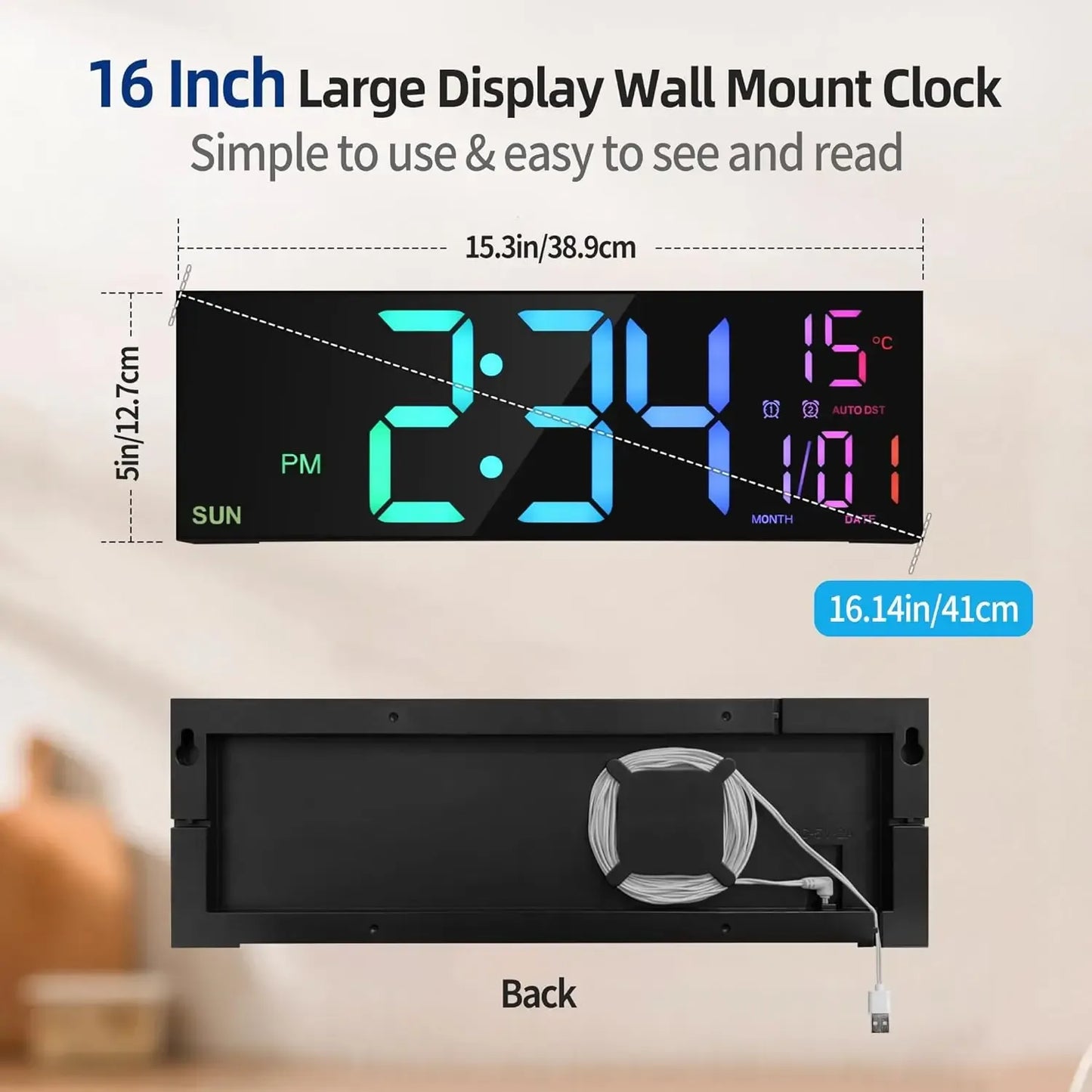 LED Digital Wall Clock with Remote Control