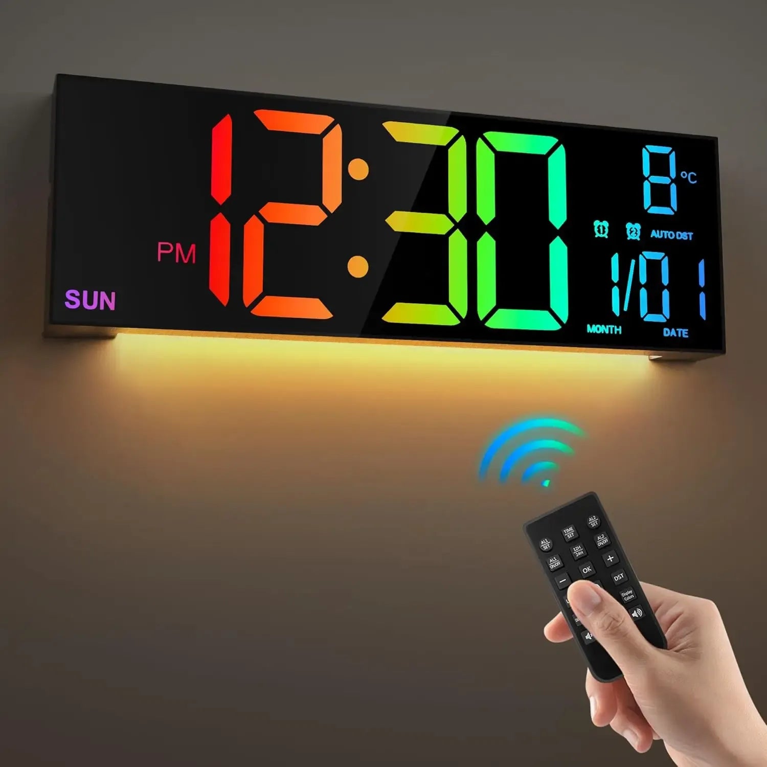 LED Digital Wall Clock with Remote Control