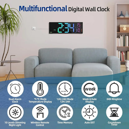 LED Digital Wall Clock with Remote Control