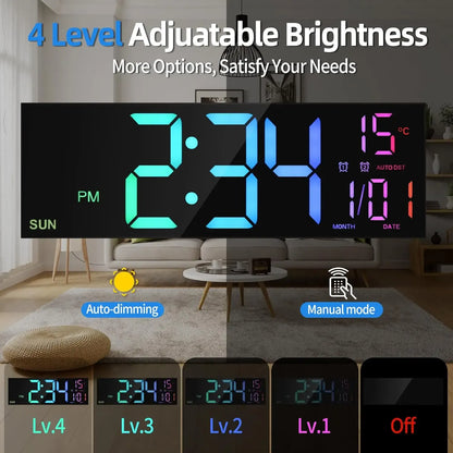 LED Digital Wall Clock with Remote Control