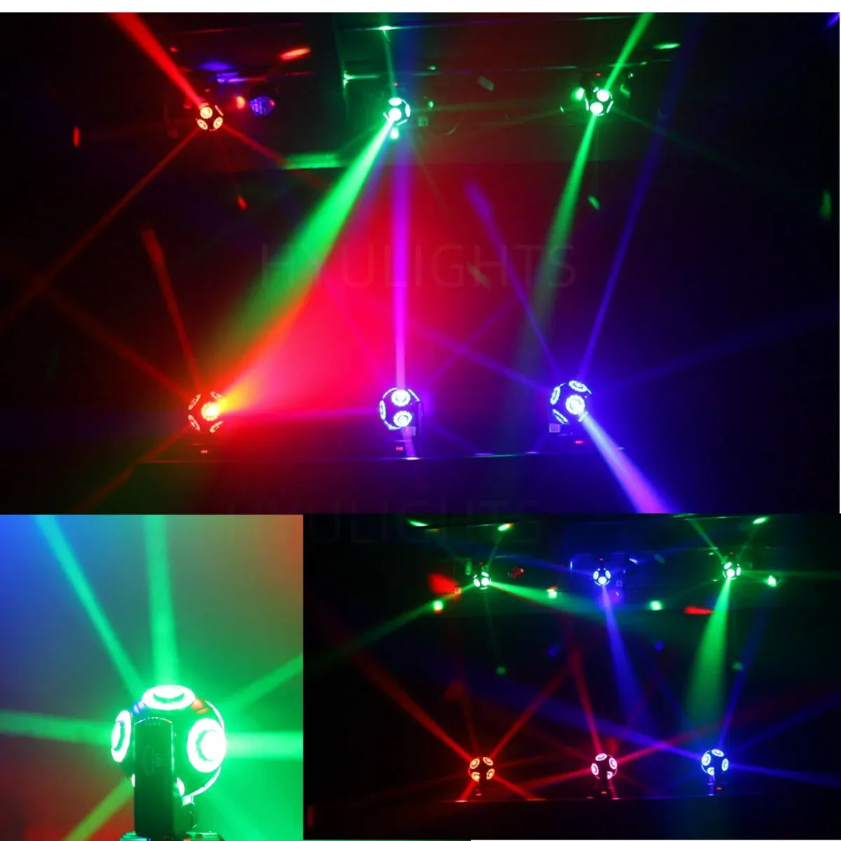 LED Moving Head 'Football' Light 360° Infinite Rotation, Halo RGB & Beam Effect