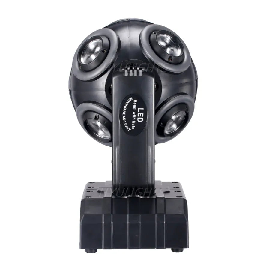 LED Moving Head 'Football' Light 360° Infinite Rotation, Halo RGB & Beam Effect