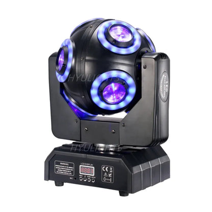 LED Moving Head 'Football' Light 360° Infinite Rotation, Halo RGB & Beam Effect