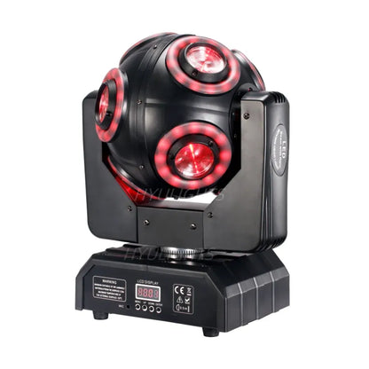 LED Moving Head 'Football' Light 360° Infinite Rotation, Halo RGB & Beam Effect