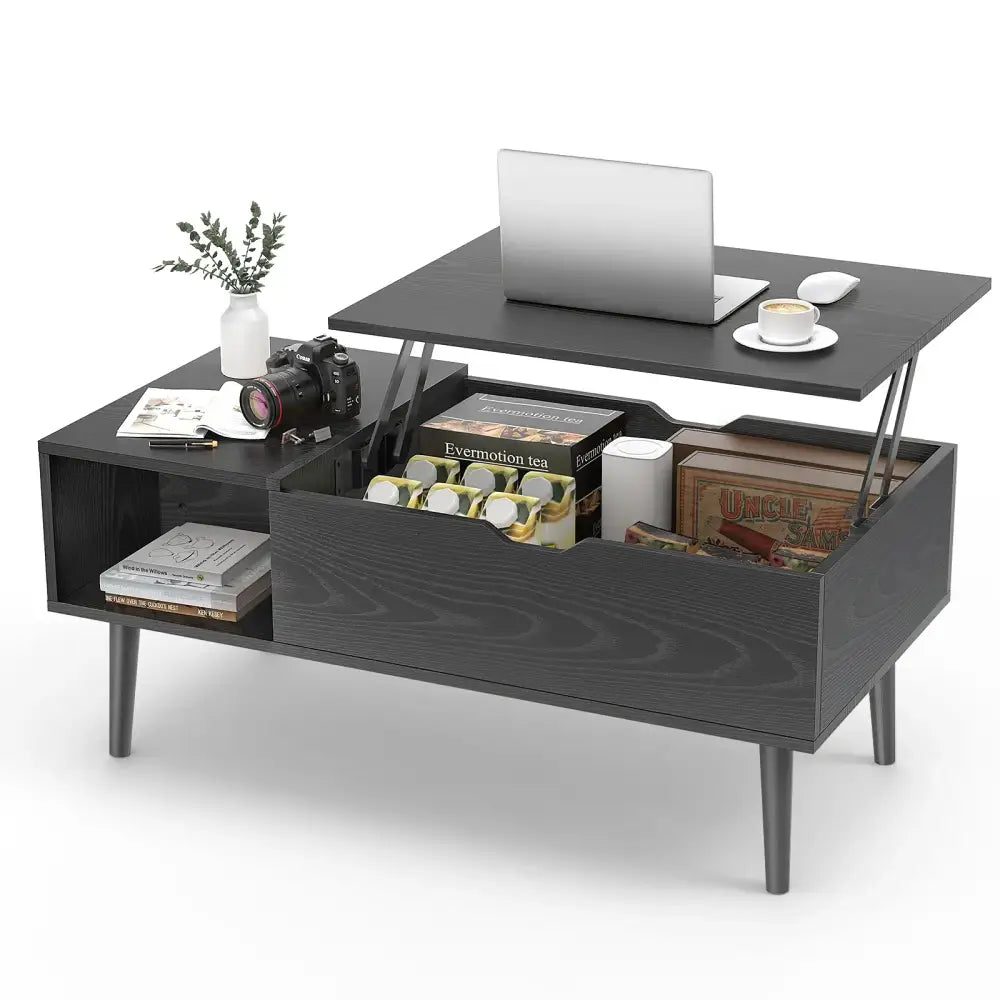 Lift Top Coffee Table for Living Room Desk, Dining & Adjustable Storage Tea Table